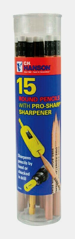 C.H. Hanson ProSharp WOOD PENCIL 15 PACK Sure-Point Gray Round Medium Lead 2010
