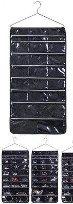 Misslo 44 Pockets Oxford Hanging Jewelry Organizer With Zipper Hanger Black