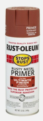 Rust-Oleum RUSTY METAL PRIMER 12 oz Stops Rust BROWN Alkyd Oil-Based 7769-830
