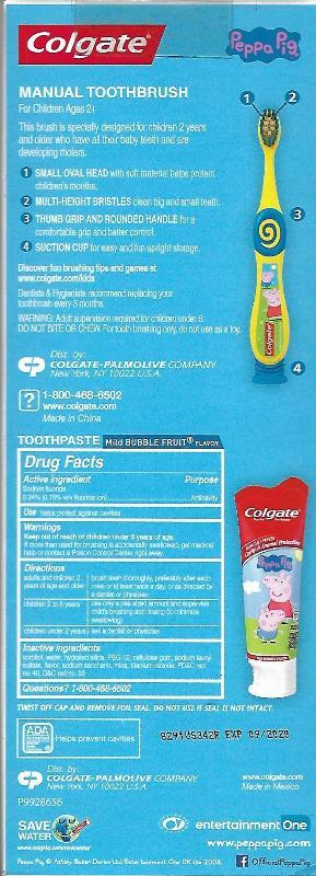 Peppa Pig Lot of 11 Colgate Sets 2 Manual Toothbrushes & Bubble Fruit Toothpaste