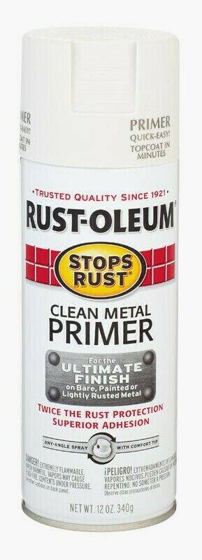 Rust-Oleum CLEAN METAL PRIMER 12 oz. Spray Stops Rust WHITE Oil-Based 7780-830
