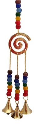 12'' Brass Spiral 7 Chakra Multicolor Beads & Bells Hanging Wind Chime Home Decor