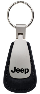 Jeep Leather Tear Drop Key Ring (Black)