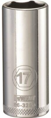 NEW Dewalt DWMT86328OSP 3/8 Drive  17 MM METRIC DEEP SOCKET  CHROME  6 POINT 