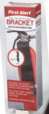 First Alert Steel Fire Extinguisher Bracket Durable Metal Construction Wall
