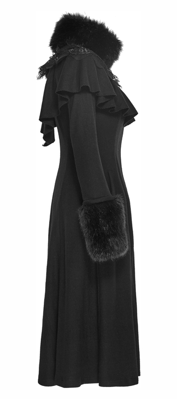 PUNK RAVE LANG MANTEL GOTHIC LOLITA BAROCK RETRO PELZ CAPE STICKEREI STILVOLL PUNKRAVE