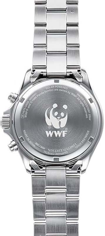 Pre-owned Orient Mako Rn-tx0205s Wwf Japan Collaboration Panda Analog Solar Men Watch