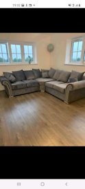 Brand new grey plush velvet corner sofa 