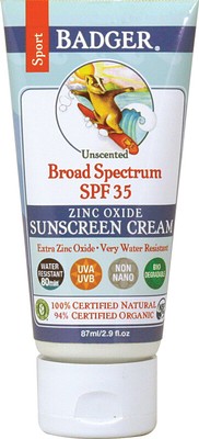 Badger - Sport Sunscreen Cream - Unscented - SPF 35...