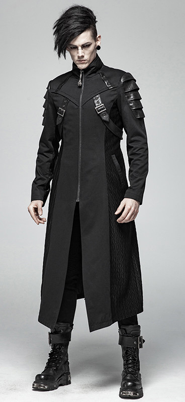 PUNK RAVE LANG MANTEL GOTHIC PUNK DANDY MILITÄR WARRIOR RÜSTUNG RIEMEN PUNKRAVE HERREN