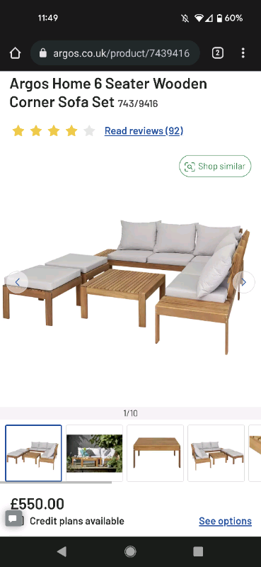 argos 6 seater wooden corner sofa