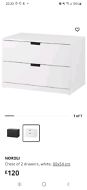 Ikea nordli chest of 2 drawers 