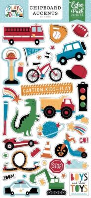 ECHO PARK ''PLAY ALL DAY BOY'' CHIPBOARD  BOYS TOYS CHILD SCRAPJACK'S PLACE