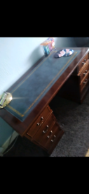 Mahogany bankers desk leather top mint condition collection only no of