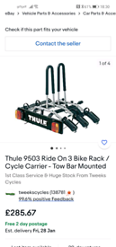 Thule tow bar bike carrier 