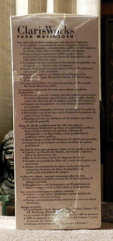 CLARIS WORKS MACINTOSH 1993 SPANISH VERSION SEALED Big Box ClarisWorks MAC