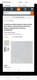 Brand New B & Q Berberis Gloss white star kitchen worktop