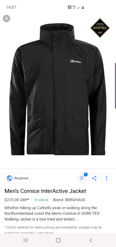 Berghaus Cornice 3 Gore Tex Jacket Black In Acton London Gumtree