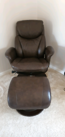 Genuine Leather Armchair with Matching Foot rest