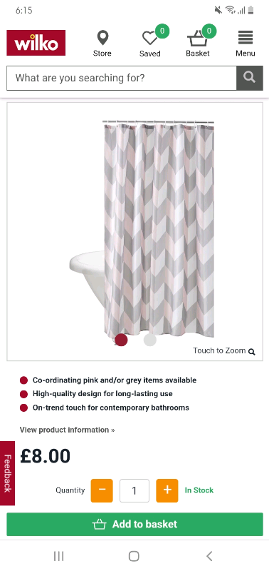 Grey And Pink Shower Curtain In Lincoln Lincolnshire Gumtree