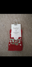 NEW M&Co 2 Pack My First Christmas baby cotton rich socks 0-3 months