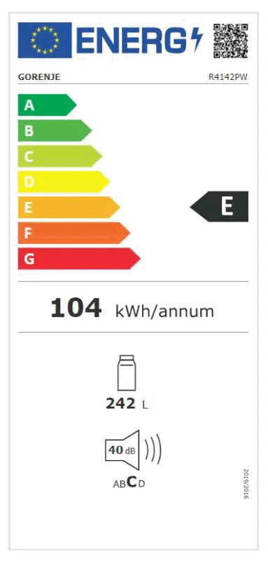 EEK:E Energieeffizienzklasse E von A bis G