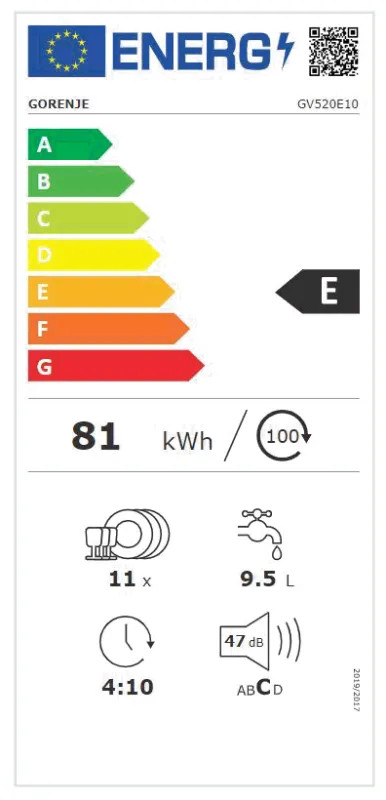 EEK:E Energieeffizienzklasse E von A bis G