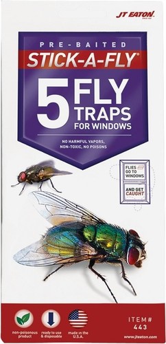 JT Eaton  443 Stick-A-Fly Traps For Windows 5/Box Ready To Use and Disposable