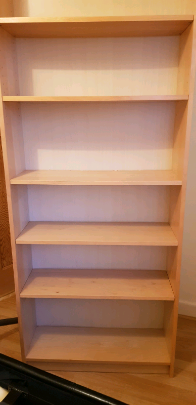 Light Wood Ikea Billy Bookcase Together With Desk With Drawers In