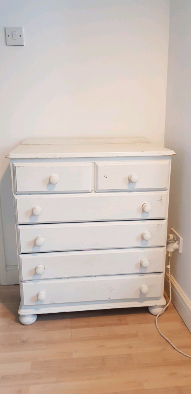 Pine Chest Drawers White Distressed Look In Gildersome West