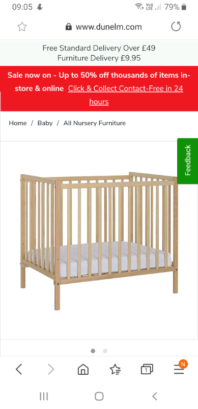 Kiddicare space saver cot outlet