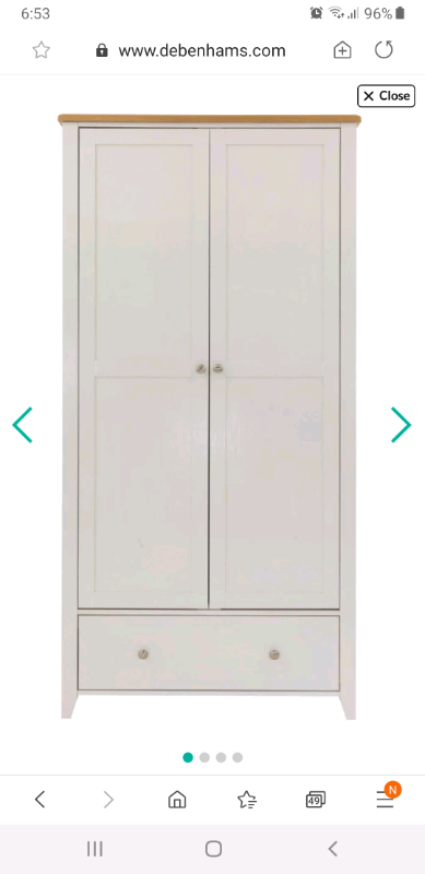 Debenhams Georgia Double Door Wardrobe With Drawer New Boxed