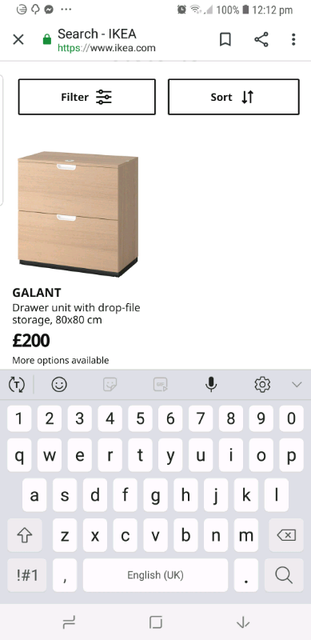 Gallant Drawer Unit With Drop File Storage In Southampton