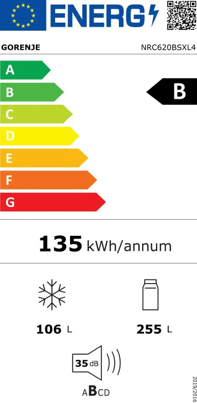 EEK:B Energieeffizienzklasse B von A bis G