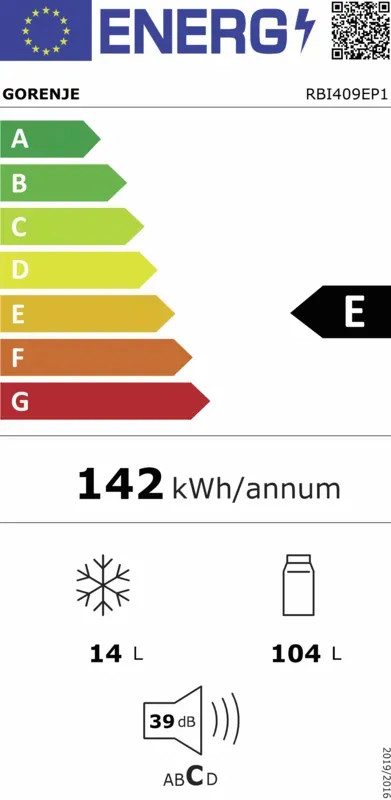 EEK:E Energieeffizienzklasse E von A bis G