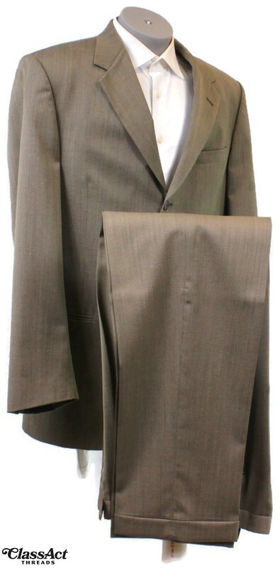 Pierre Cardin Men's Tan Wool 2 Pc Suit 3 Btn 42XL Pleated Fronts 31