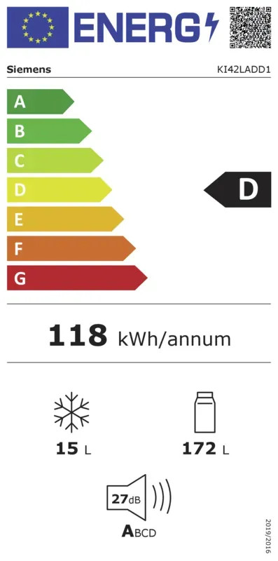 EEK:D Energieeffizienzklasse D von A bis G