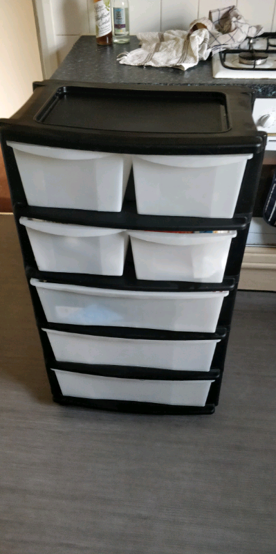 Argos Home 7 Drawer Black Plastic Wide Tower Storage Unit In