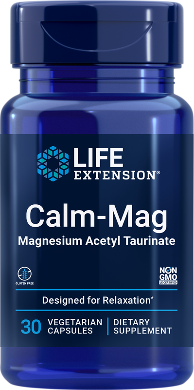 Магний ацетилтаурат 30 капсул Calm-Mag Life Extension Магний (от 750 мг)