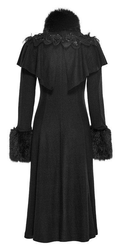 PUNK RAVE LANG MANTEL GOTHIC LOLITA BAROCK RETRO PELZ CAPE STICKEREI STILVOLL PUNKRAVE