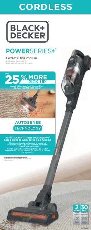 BLACK+DECKER POWERSERIES+ 20V MAX Cordless Stick Vacuum-USA Warehouse