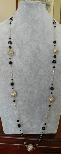Estate Jewelry Beautiful Onyx Necklace 41"