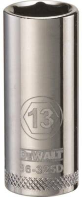 NEW Dewalt DWMT86325OSP 3/8 Drive  13 MM METRIC DEEP SOCKET  CHROME  6 POINT 