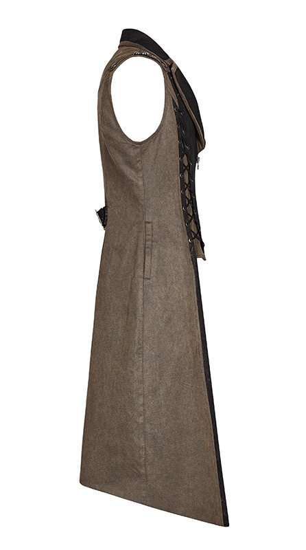 Pre-owned Punk Rave Steampunk Goldener Jacquard Lang Weste Jacke Gothic Barock Punkrave Herren Kaffe