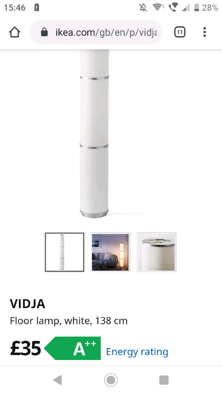 Ikea White Vidja Floor Lamp In Erskine Renfrewshire Gumtree