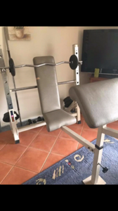 Weight Bench With Weights And Bars Gym Fitness Gumtree