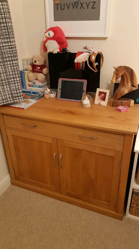 Solid Oak Cupboard Computer Hideaway Desk Excellent