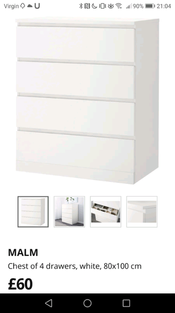 Ikea Malm White Chest Of 4 Drawers In Brighton East Sussex