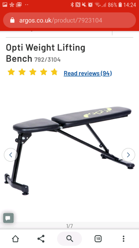 Opti Weight Lifting Bench Argos 792 3104 Weight Bench In Hove