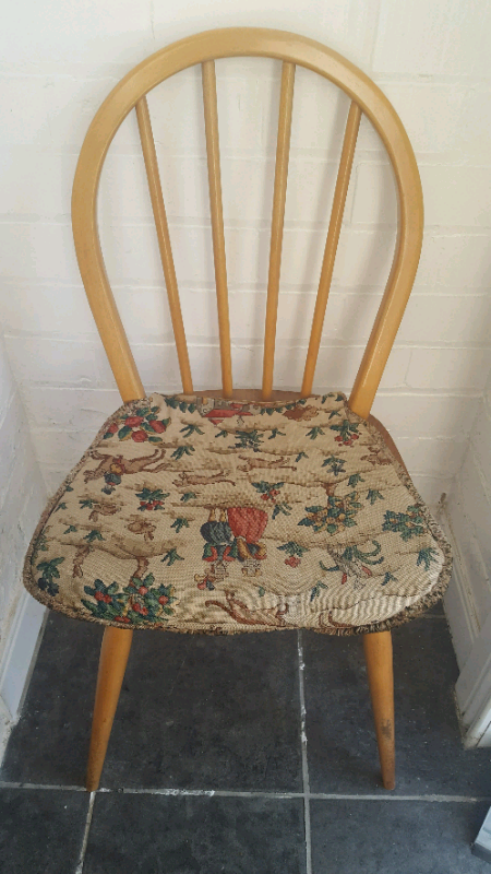 Ercol Windsor Chair 400 Blonde Elm Original Saddle Seat Fabric